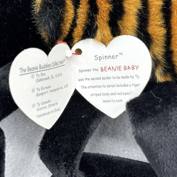 Spider Plush Spinner Lot of 2 TY Beanie Buddy & Baby Stuffed Toys Black Brown - Picture 7 of 16